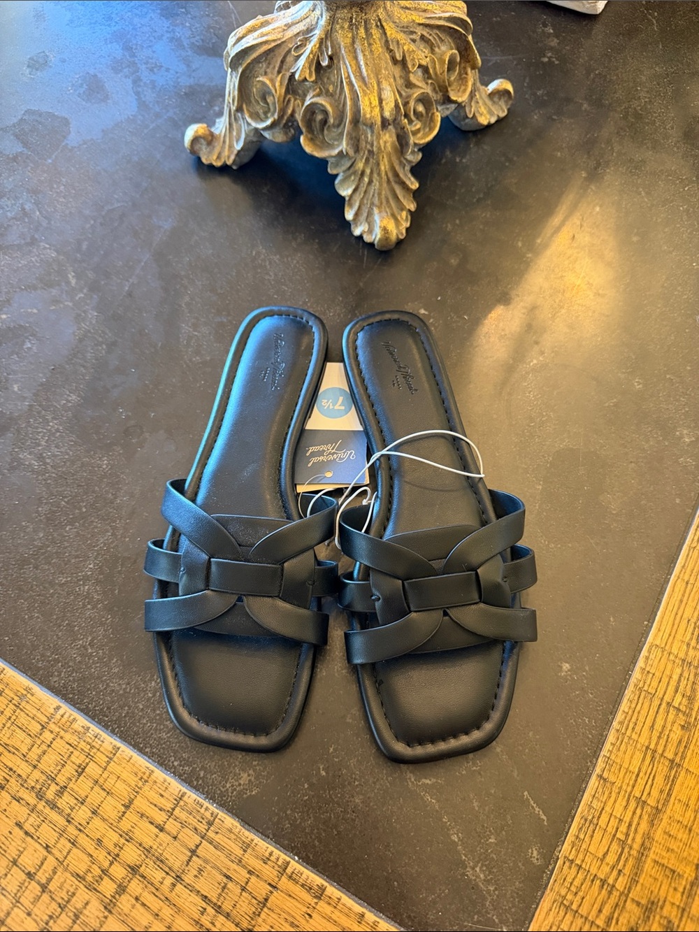Women's Black Braided Slide Sandals - Unknown Brand